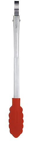 Cuisipro Küchenzange 24 cm, Edelstahlzange mit Silikonenden, Rot | Servierzange für Gemüse und Fleisch, hitzebeständig, Aufhängeöse, einhändige Bedienung