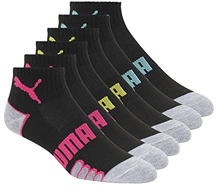 PUMA Kvartsstrumpor för damer, damstrumpor, 6-pack, Svart, 42-44.5 EU