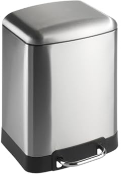 WENKO Treteimer Studio Easy-Close 6 L Edelstahl Mattiert - Mülleimer mit Absenkautomatik, Anti-Finger-Print Fassungsvermögen: 6 l, Edelstahl rostfrei, 23 x 32 x 22.5 cm, Satiniert