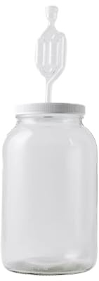 FastRack 1 Gallon Wide Mouth Glass Jar with Airtight Lid & Twin Bubble Airlock – Large Glass Jar with Lid for Fermentation, Pickling, Brewing, Canning & Storage