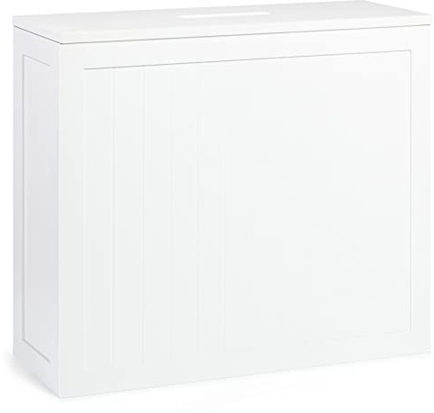 woodluv White Shaker Slimline MDF Multi-purpose Bathroom Storage Unit, 49.5cm x 16cm x 40cm