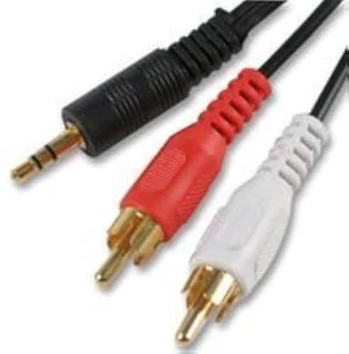 Cable-Tex 3.5mm Jack to 2 x RCA Phono Audio Cable Gold 5m Lead