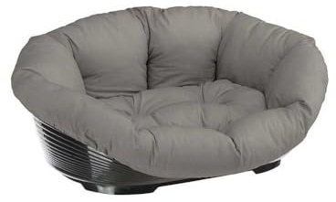 Ferplast Panier Chien et Chat avec Coussin en Coton Lavable, Lit pour Chien et Chat Rembourré, Corbeille en Plastique, Fond Perforé, Antidérapant, 52 x 39 x h 21 cm, Taupe