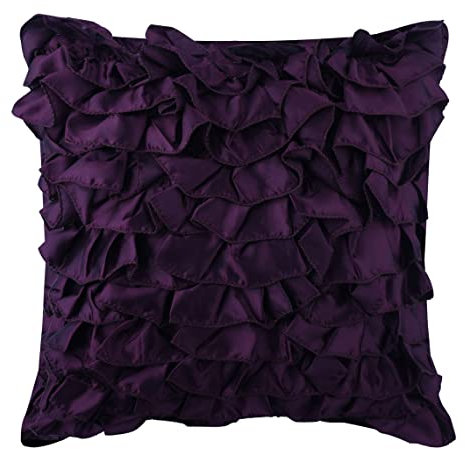 The HomeCentric Entwerfer Violett Werfen Kissen Decken, zeitgenossisch Solide Kissenbezuge, 30x30 cm Werfen Kissen Decken, Satin Platz Kissenbezuge, Vintage Style Ruschen Kissen - Vintage Violet