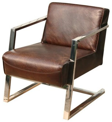 Freischwinger-Sessel Staines Echtleder Sessel Vintage Cigar Dunkelbraun