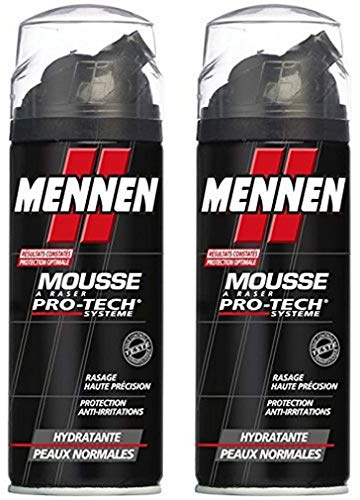 MENNEN - Mousse à Raser Homme Pro-Tech Systeme Hydratante pour Peaux Normales - 250 ml - Lot de 2