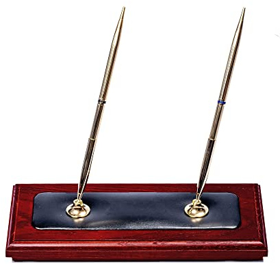 Dacasso Stift-Ständer, Rosenholz und schwarz Leder