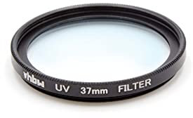 vhbw Filtre UV Universel pour Les objectifs d'appareil Photo de Filetage 37mm - Filtre de Protection UV, Noir