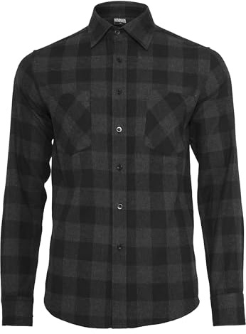 Urban Classics Herren Hemd, Regular Fit TB297, Blk/Cha, M