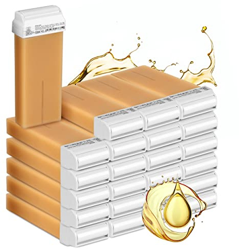 Kosmetex Warmwachspatronen Argan Wax, Roll-On Wachs Roller mit Rollkopf breit, Warmwachs Waxpatronen, 24x 100 ml
