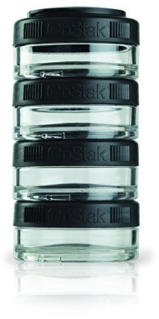 BlenderBottle GoStak Behälter zum Aufbewahren von Protein, Eiweiß, Pulver, Vitaminen und mehr- 4Pak 40ml (4x40ml), schwarz