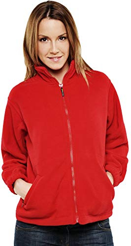 Ladies Full Zip Classic Fleece Jackets Sizes 8 to 30 by MIG - Suitable for Work & Leisure (14 / M - Medium, RED)
