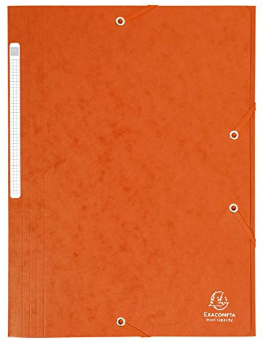 Exacompta 17117H 25er Pack Einschlagmappe aus extra starkem Colorspan-Karton für DIN A4 mit 3 Klappen und 2 Gummizügen orange