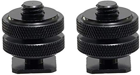 (2 Packs) Fotasy Hot Shoe to 3/8 Adapter, Camera Hot Shoe Mount Adapter, Flash Shoe to 3/8-16 Male Post Adapter with Locking Disk