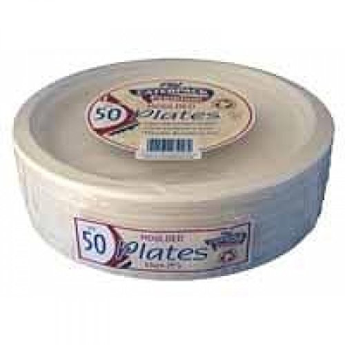 Caterpack Enviro Range Plates 23cm, 50 Pack Super Rigid 100% Biodegradable Plates, Naturally compostable, Eco-Friendly, Non Plastic Alternative, Microwave and Freezer Friendly, White