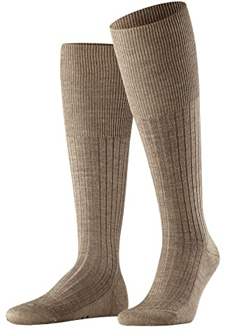 FALKE Bristol Pure M Kh lana al ginocchio tinta unita 1 paio, Calzini lunghi Uomo, Marrone Nutmeg Melange 5410, 41-42
