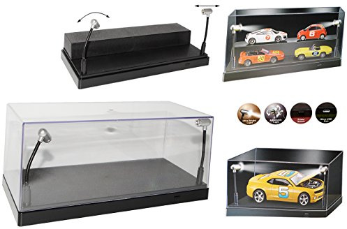 alles-meine.de GmbH Acryl Vitrine mit LED Beleuchtung inklusive Batterien für Modellauto 1/43 1/64 1/72 1/87 1/32 1/24 Modellcarsonline Modell Auto mit individiuellem Wunschkennz..