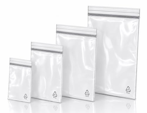 HELGUEFER - Bolsas ZIP 200 x 300 mm Pack 100 Unidades | Bolsas autocierre Galga 200 | Reutilizables con Cierre Reforzado | Transparentes para Almacenaje y Organización