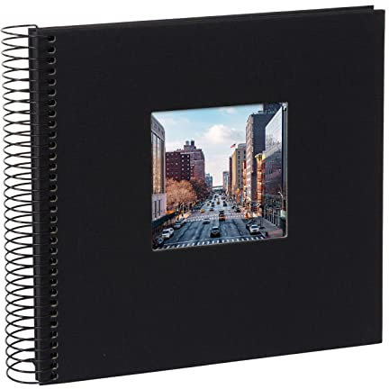 goldbuch 12 767 Spiralalbum Bella Vista Schwarz, Fotoalbum 20 x 20 x 2,7 cm | Quadratisches Fotobuch mit schwarzem Leinen-Einband, Bildausschnitt & 40 schwarzen Seiten, für 40 Fotos, Made in Germany