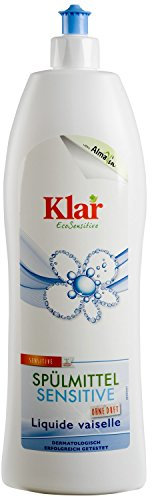 Klar Spülmittel Bio sensitive ohne Duft 1l – Kraftvolles Geschirrspülmittel flüssig mit hoher Fettlösekraft – Hautfreundliches Spüli Konzentrat in recycelter Flasche – Vegan Dish Soap