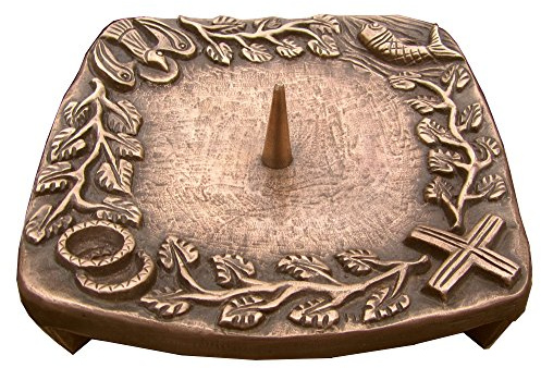 Taufkerzenleuchter Kerzenleuchter Leuchter 4 Symbole Quadrat 14 cm Bronze Edelpatina braun