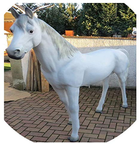 XXL Pferd Deluxe Weiss Gartendeko~220cm~LEBENSGROSS~Gartendekoration~Garten DEKO Figur~Tier SKULPTUR~IN LEBENSGRÖSSE
