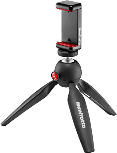 Manfrotto MKPIXICLAMP-BK, Mini Tripod with Universal Smartphone Clamp, for iPhone with or without Case, CSC, Vlogging, Videography, Black