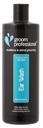 GROOM PROFESSIONAL Ear Wash for Dogs - Dog Ear Cleaner - Deep Cleaning & Soothing Ear Cleaner - Ear Cleaner Solution - Softens Hardened Wax for Easy Removal - Fresh Minty Smell, 500ml