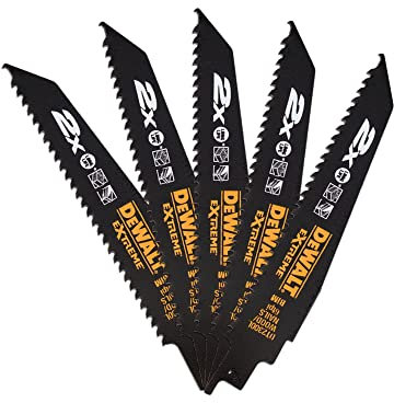 DEWALT DT2300L-QZ lame per sega universale bi-metal 2x extreme n.5 lame 2x extreme 152 x 4,2 mm per tagli veloci e grezzi su legno duro e morbido e legno con chiodi