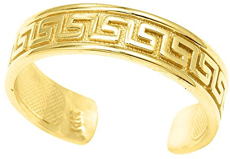 Gult guld böjd inlägg grekisk nyckel design manschett stil justerbar tåring