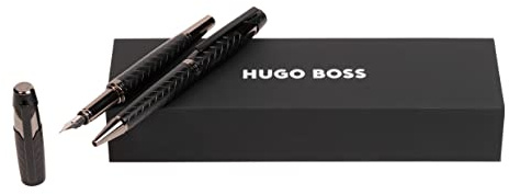 HUGO BOSS Stifte-Set Chevron Black HPBP252A (Kugelschreiber & Füllfederhalter) | Geschenkbox
