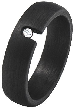 DOOSTI Freundschaftsring/Partnerring aus Carbon mit Zirkonia