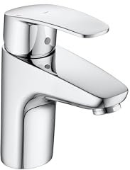 Roca Monodin Grifería para lavabo con tecnología Cold Start, grifo monomando de repisa con enlaces de alimentación flexibles, mezclador de cuarto de baño de fácil instalación, cromado, A5A3298C00