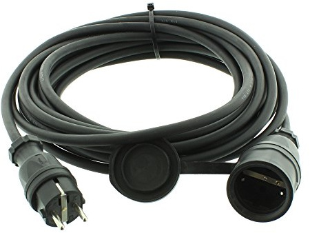 Gummi Verlängerungskabel H07RN-F 3G 1,5 mm² 10 Meter 230 V 16 A Schuko-Stecker/Kupplung Baustelle Werkstatt Außenbereich Innenbereich Gewerbe Gummischlauchleitung