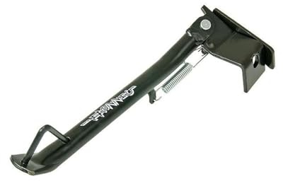 BUZZETTI Seitenständer schwarz kompatibel mit Yamaha Aerox 50, MBK Nitro | Aus Stahl, ca. 250 mm lang, mit Rückholfeder, inkl. Schablone zum Ausschneiden des Unterbodens und 1x Montageschraube M12x30