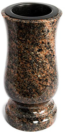 Afterglow Stilvolle Grabvase aus echtem Granit Aurora India Höhe 20 cm/Ø 10 cm Grabschmuck wetterfest frostsicher Granitvase mit Kunststoffeinsatz Friedhofsvase