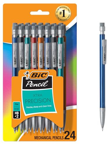 BIC Xtra-Precision Mechanical Pencils with Erasers, Fine Point (0.5mm), 24-Count Pack Mechanical Drafting Pencil Set