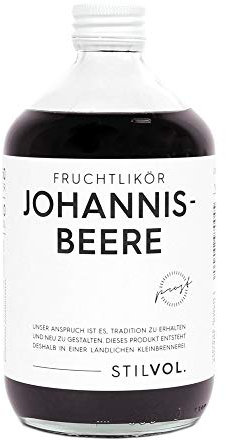 Geschenke für Frauen: Johannisbeere Likör 500ml mit 19% Alkohol von STILVOL. Spirituosen. In Handarbeit in deutscher Klein-Brennerei hergestellt, ohne Aromen.