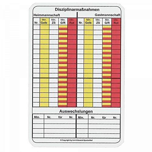 Erima Schiedsrichter Spielnotizkarten 50 Stück Weiss, One Size Herren