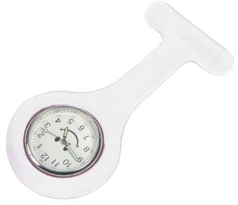 Tiga-Med Schwesternuhr - 09-6007 - Silikonuhr Smiley Weiss- mit Nadel