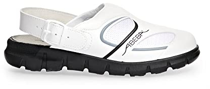 Abeba Clog 7345 - Dynamic Mikrofaser, weiß/schwarz mit atmungsaktivemTextil, zertifiziert