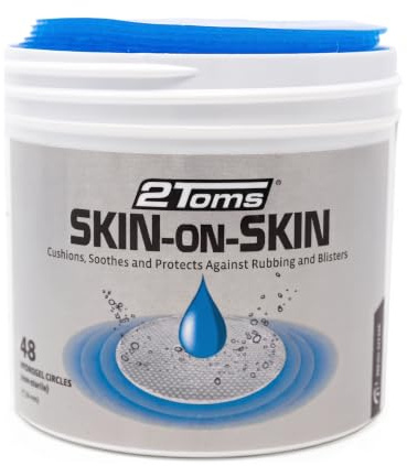 2Toms Skin-on-Skin Circles – Hydrogel-Pads gegen Blasen, Reibung & Hautreizungen – Großflächiger Schutz bei Druckstellen & empfindlicher Haut – 48 Stück