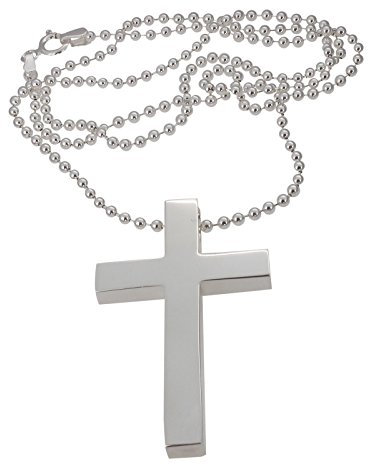 Touch Jewellery 925 Sterling Silver Solid Cross with Ball Chain
