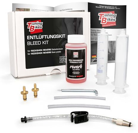 TB Entlüftungsset für RockShox Reverb (auch Stealth) Sattelstützen/XLoc Gabel und Dämpfer - Entlüftungskit inkl. Hydraulik-Öl und Deutscher Anleitung