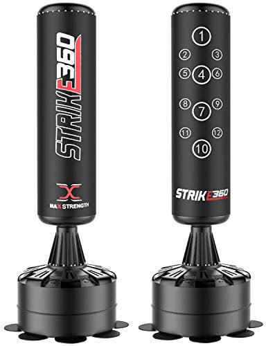 Maxstrengh Sac de frappe de boxe sur pied 1,83 m – Sac de frappe d’excellente qualité et résistant, équipement pour boxe, kick boxing, arts martiaux, MMA