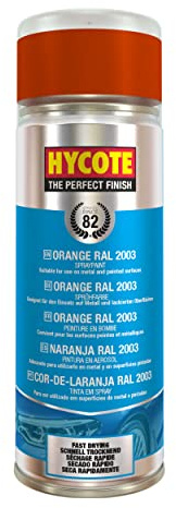 Hycote Peinture Acrylique en Aérosol pour Voiture Orange RAL 2003, 400 ml, Peinture Durable à Séchage Rapide, Haute Couvrance, Multi-Surfaces, pour Intérieur et Extérieur