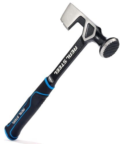 REAL STEEL Drywall Hammer 14 Oz Roofing Hatchet One-piece Forged Milled Face Drywall Ax Wall Board Tool 0521