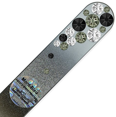 Mont Bleu Handgefertigte Glasnagelfeile von Hand dekoriert mit crystals from Swarovski - Tschechische Kristallnagelfeile - Echtem gehärteten Glas