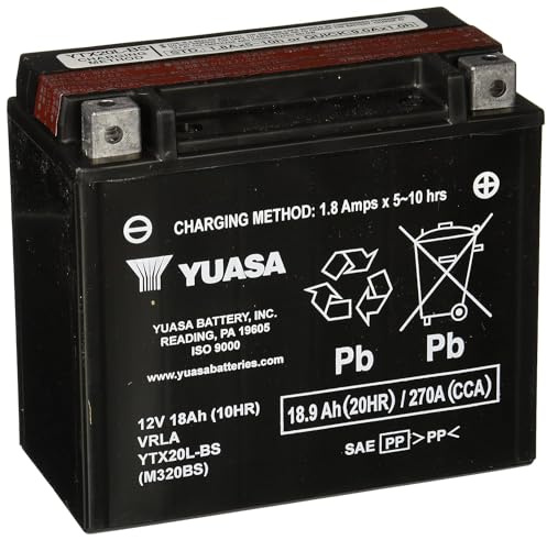 Yuasa YUAM320BS YTX20L-BS Maintenance Free AGM Battery with Acid pack