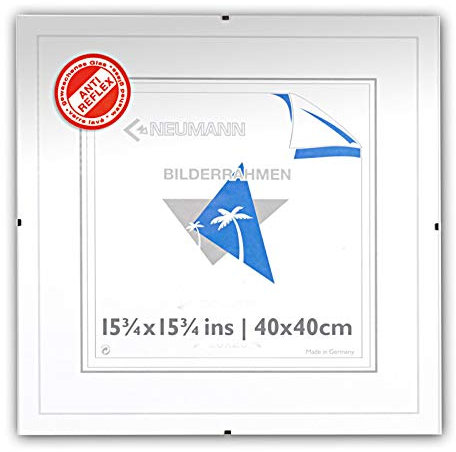 Bilderhalter rahmenlos, A 40 x 40 Clip-Rahmen, Bildträger mit Antireflexglas